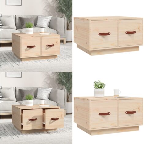 Mesa de centro de madera maciza de pino 60x53x35 cm - Madera maciza - Mesa de salón