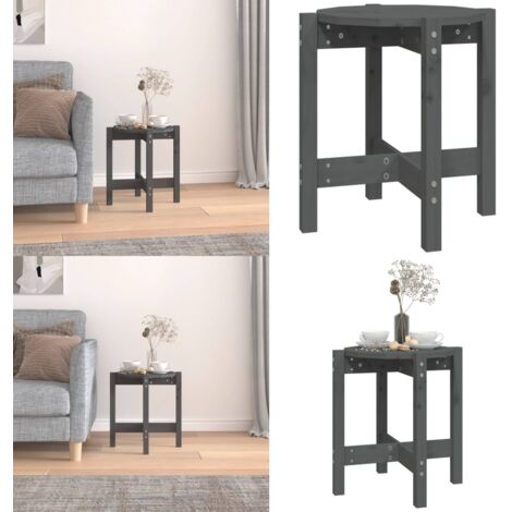 Mesa de centro de madera maciza de pino gris Ø42,5x45 cm - Madera de pino - Mesa de centro de madera