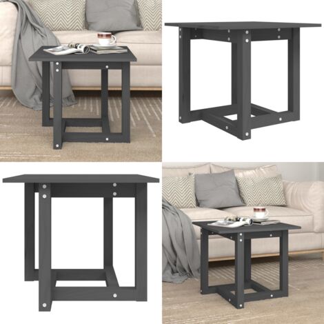 Mesa de centro de madera maciza de pino gris 50x50x45 cm - Madera de pino - Mesa de centro gris