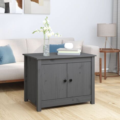 Mesa de centro de madera maciza de pino gris 71x49x55 cm vidaXL