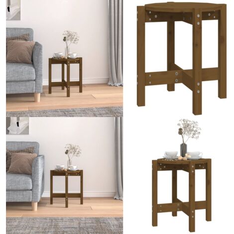 Mesa de centro de madera maciza de pino marrón miel Ø42,5x45 cm - Madera de pino - Mesa de centro de madera