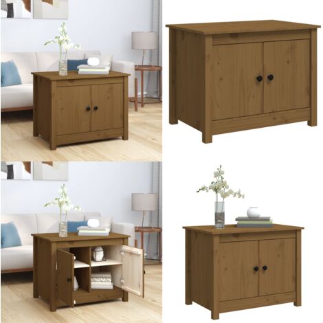 Mesa de centro de madera maciza de pino marrón miel 71x49x55 cm - Madera maciza - Pino marrón miel