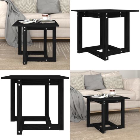 Mesa de centro de madera maciza de pino negra 50x50x45 cm - Mesa de madera - Mesa de pino