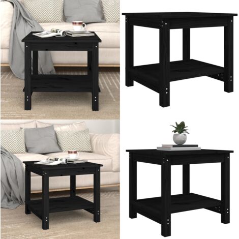 Mesa de centro de madera maciza de pino negra 50x50x45 cm - Mesa de madera - Mesa de pino
