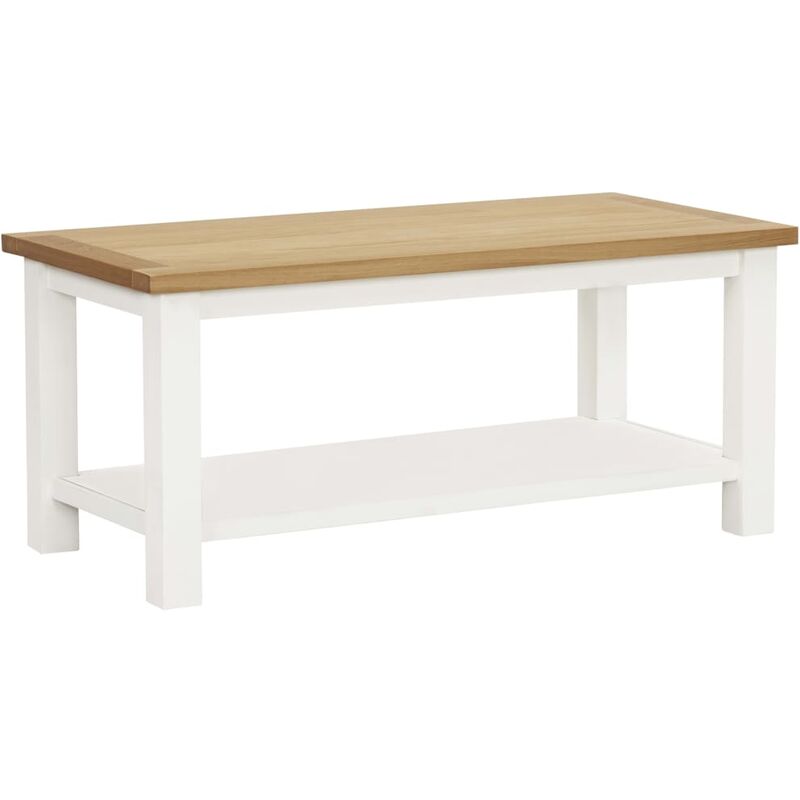 

Vidaxl - Madera Maciza de Roble Mesa de Centro 90x45x40cm Blanco - Blanco