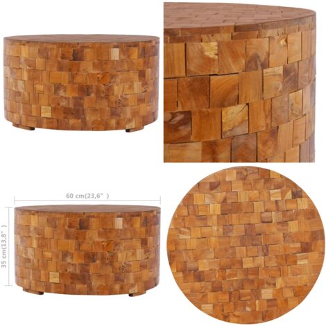 Mesa de centro de madera maciza de teca 60x60x35 cm - Mesa de madera - Mesa de salón