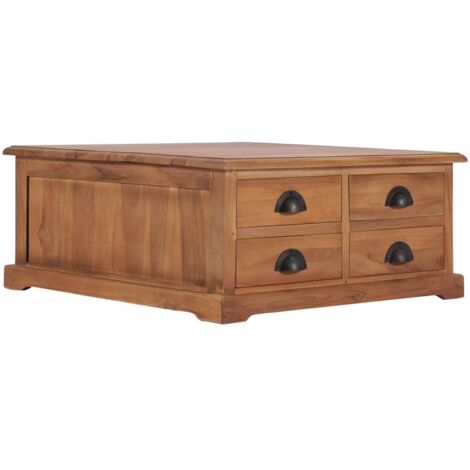 Mesa de centro de madera maciza de teca 68x68x30 cm