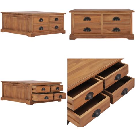 Mesa de centro de madera maciza de teca 68x68x30 cm - Madera maciza - Teca