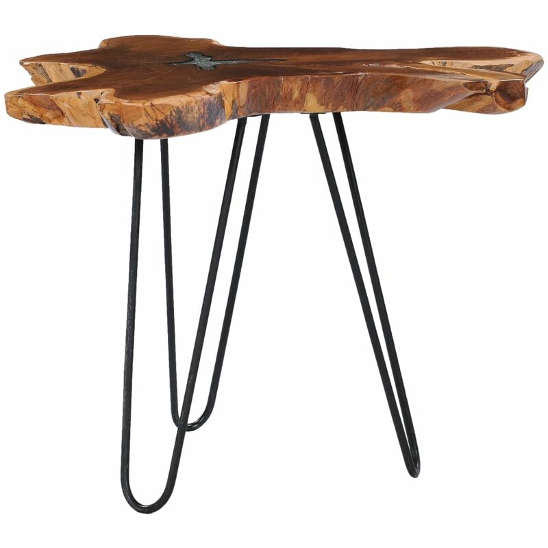 

vidaXL Mesa de centro de madera maciza de teca y polirresina 70x45 cm - Multicolor