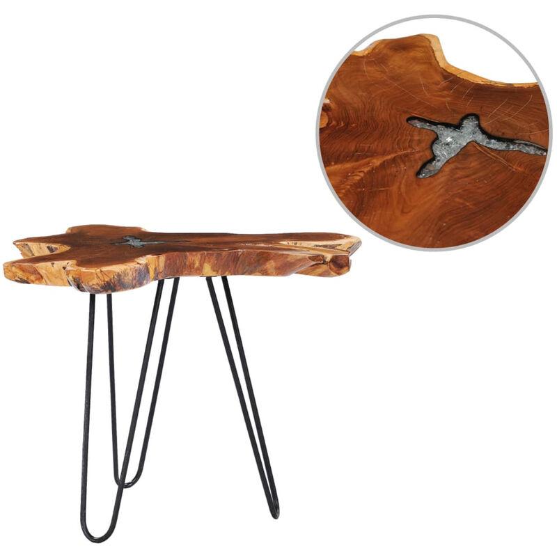 

Mesa de centro de madera maciza de teca y polirresina 70x45 cm