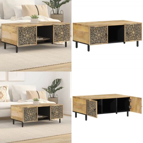 Mesa de centro de madera maciza mango 100x54x40 cm - Madera de mango - Diseño retro