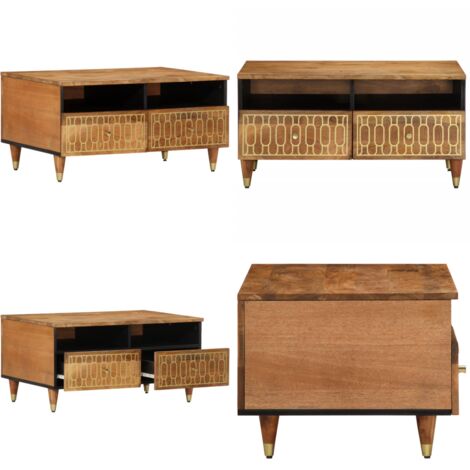Mesa de centro de madera maciza mango 80x54x40 cm - Madera de mango - Mesa de salón