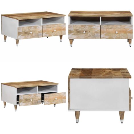 Mesa de centro de madera maciza mango 80x54x40 cm - Mesa de madera - Mesa de madera maciza