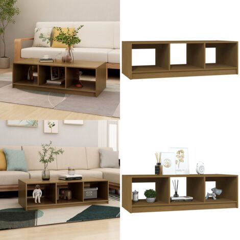 Mesa de centro de madera maciza pino marrón miel 110x50x34 cm - Madera maciza - Mesa de madera