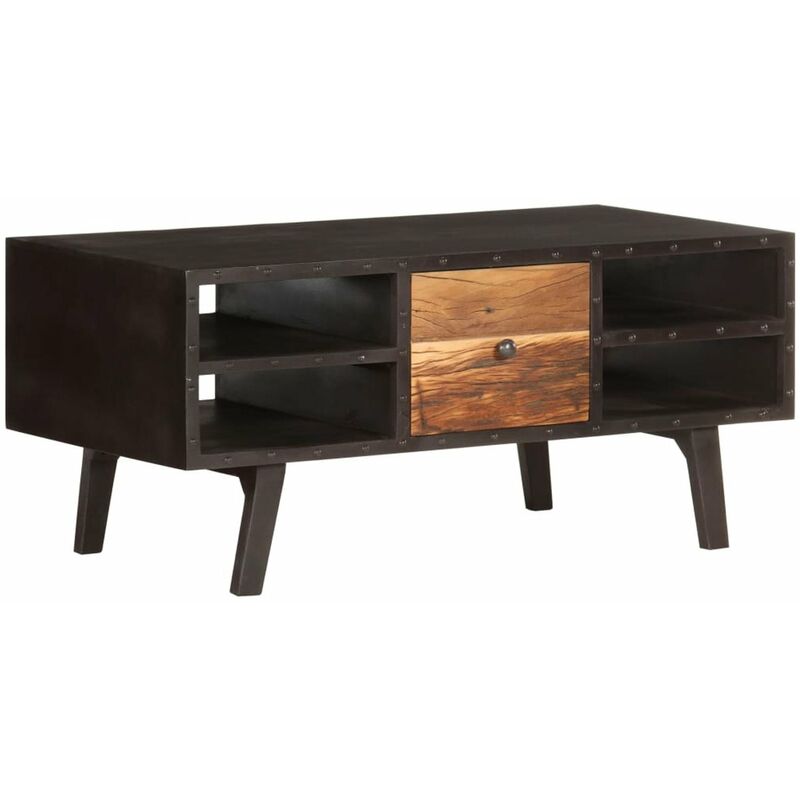 

Happyshopping - Mesa de centro de madera maciza reciclada 100x50x45 cm