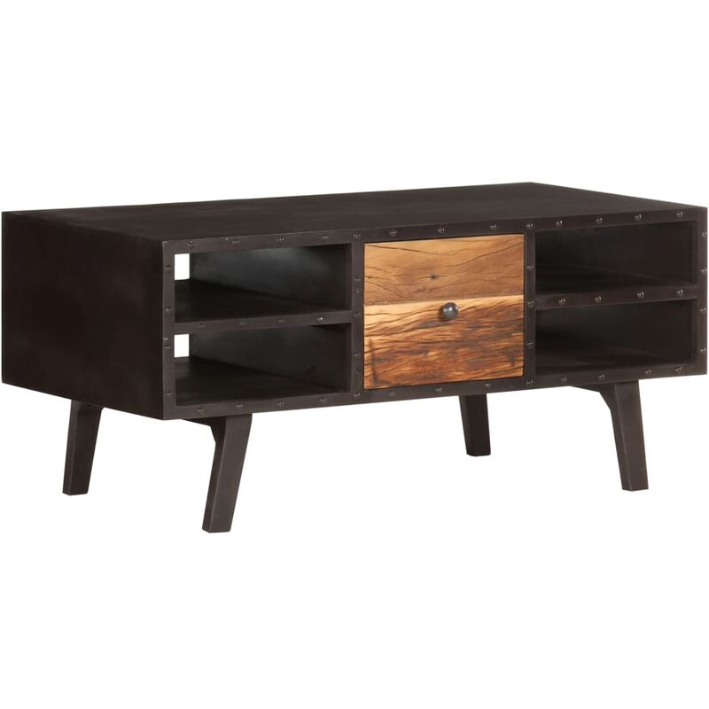 

Mesa de centro de madera maciza reciclada 100x50x45 cm