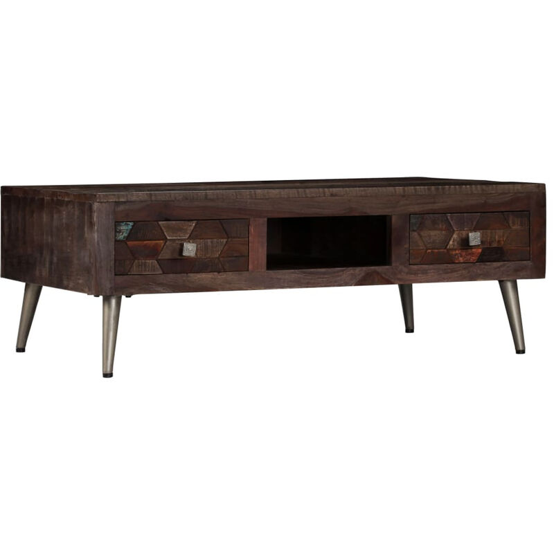 

Mesa de centro de madera maciza reciclada 100x60x35 cm