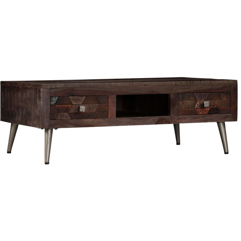 

Mesa de centro de madera maciza reciclada 100x60x35 cm - Marrón