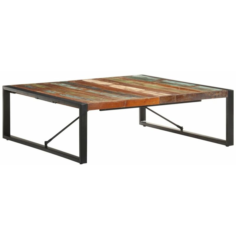 

Mesa de centro de madera maciza reciclada 120x120x40 cm