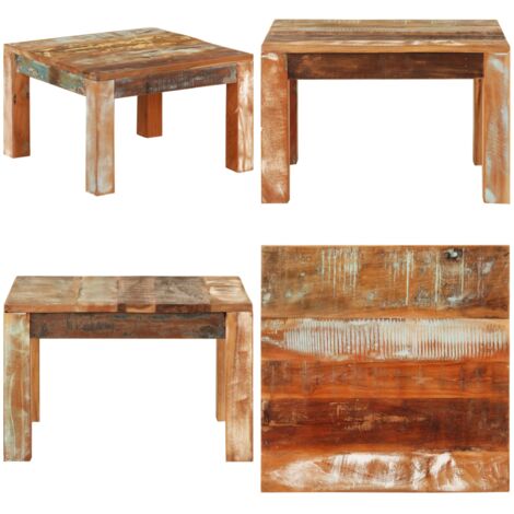 Mesa de centro de madera maciza reciclada 55x55x35 cm - Madera maciza - Madera reciclada