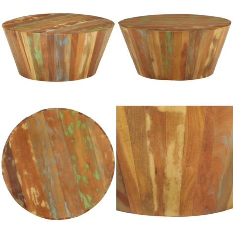 Mesa de centro de madera maciza reciclada Ø65x31 cm - Madera reciclada - Mesa de madera