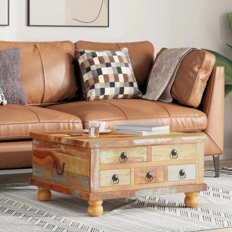 Mesa de centro de madera maciza reciclada 70x70x38 cm vidaXL
