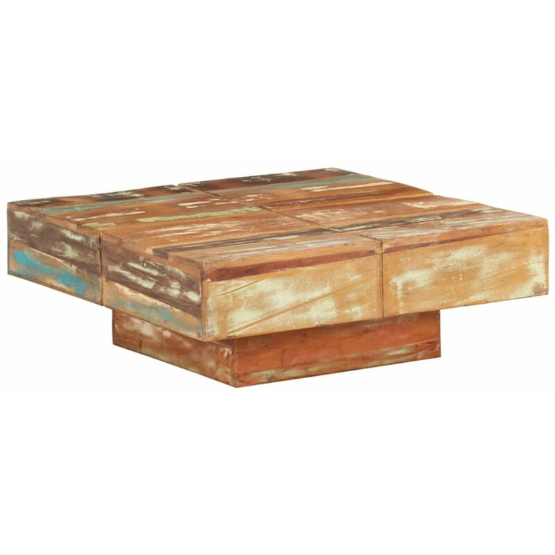 

Mesa de centro de madera maciza reciclada 80x80x28 cm