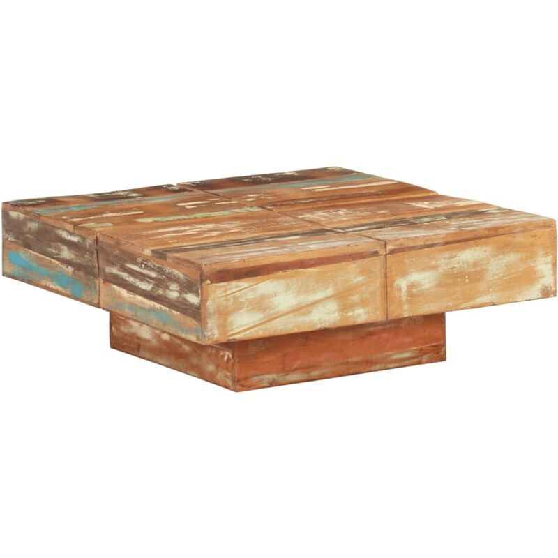 

Mesa de centro de madera maciza reciclada 80x80x28 cm