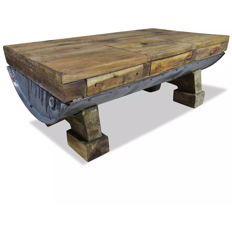 

Mesa de centro de madera maciza reciclada 90x50x35 cm