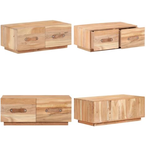 Mesa de centro de madera maciza reciclada 90x50x35 cm - Madera reciclada - Madera maciza