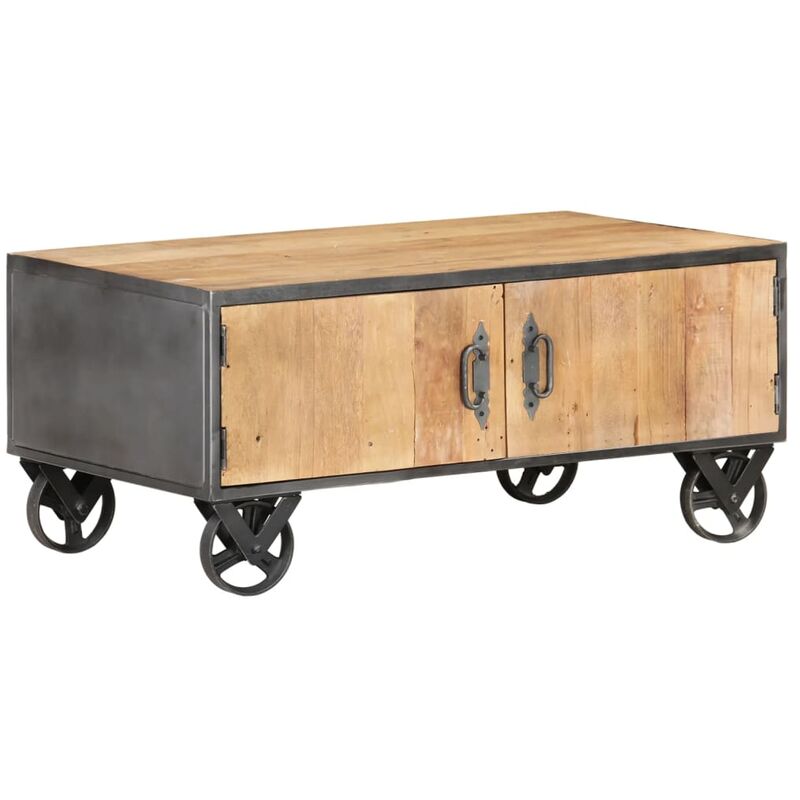 

Mesa de centro de madera maciza reciclada 90x50x39 cm