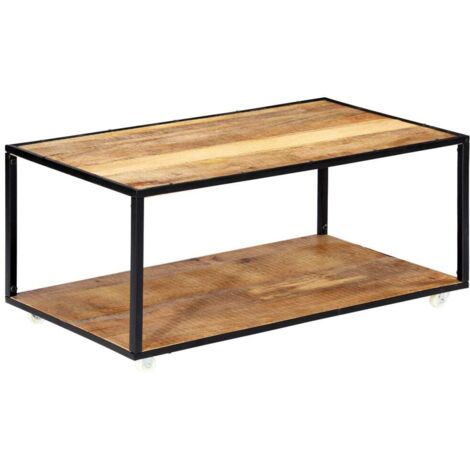 Mesa de centro de madera maciza reciclada 90x50x40 cm