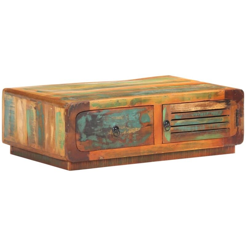 

Mesa de centro de madera maciza reciclada 90x60x29 cm