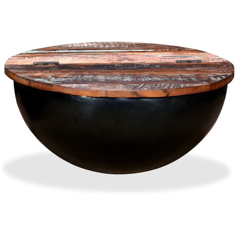 

Mesa de centro de madera maciza reciclada negra en forma de bol - Negro