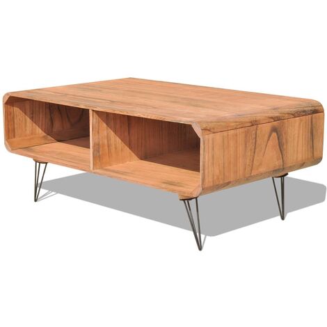 Mesa de centro de madera maziza Paulownia marrón