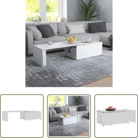 Mesa de centro de madera -  Mesa de centro madera contrachapada blanco 150x50x35 cm