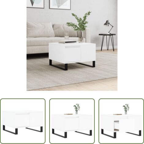 Mesa de centro de madera -  Mesa de centro madera contrachapada blanco 55x55x36,5 cm