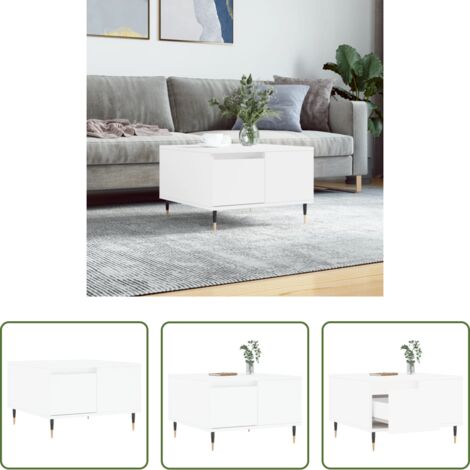 Mesa de centro de madera -  Mesa de centro madera contrachapada blanco 55x55x36,5 cm