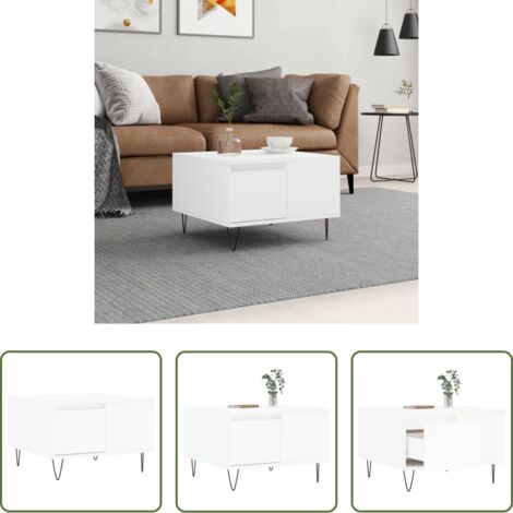Mesa de centro de madera -  Mesa de centro madera contrachapada blanco 55x55x36,5 cm