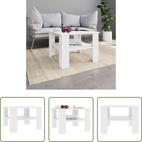 Mesa de centro de madera -  Mesa de centro madera contrachapada blanco 60x60x42 cm