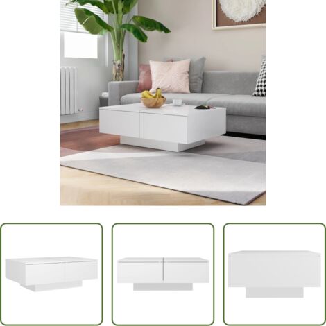 Mesa de centro de madera -  Mesa de centro madera contrachapada blanco 90x60x31 cm