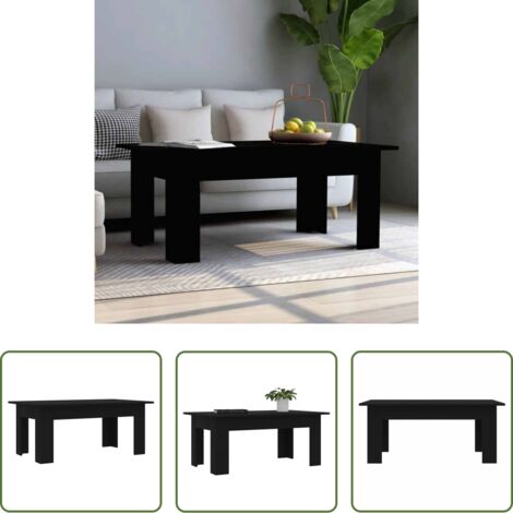 Mesa de centro de madera -  Mesa de centro madera contrachapada negro 100x60x42 cm