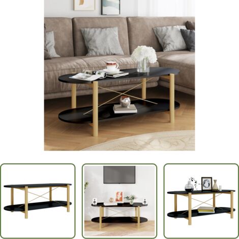 Mesa de centro de madera -  Mesa de centro madera contrachapada negro 110x48x40 cm