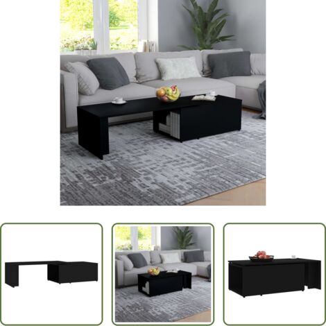 Mesa de centro de madera -  Mesa de centro madera contrachapada negro 150x50x35 cm