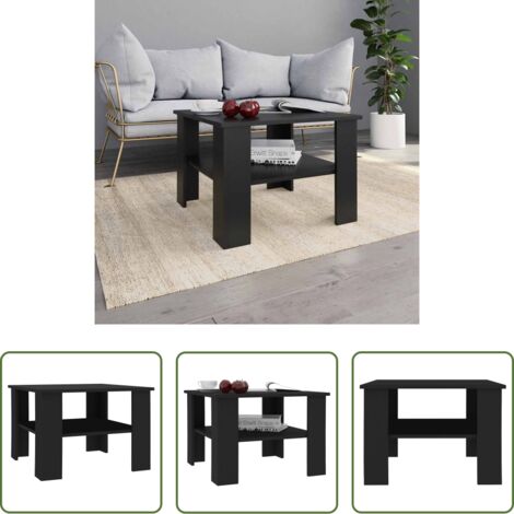 Mesa de centro de madera -  Mesa de centro madera contrachapada negro 60x60x42 cm