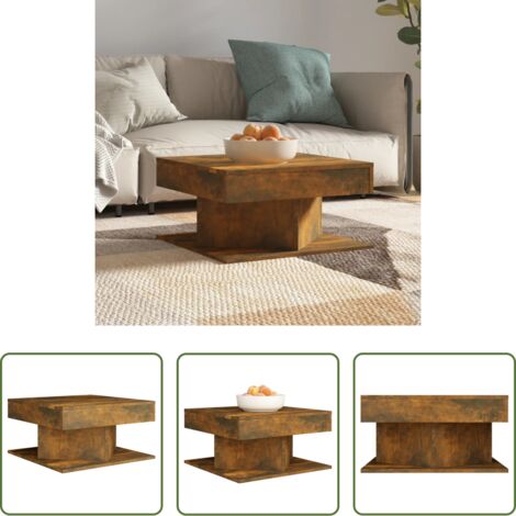 Mesa de centro de madera -  Mesa de centro madera contrachapada roble ahumado 57x57x30 cm