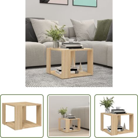 Mesa de centro de madera -  Mesa de centro madera contrachapada roble Sonoma 40x40x30 cm