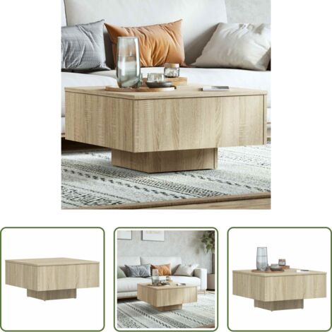 Mesa de centro de madera -  Mesa de centro madera contrachapada roble Sonoma 60x60x31,5 cm