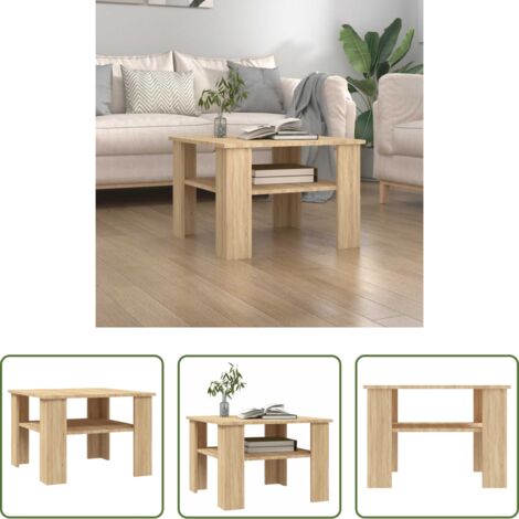 Mesa de centro de madera -  Mesa de centro madera contrachapada roble Sonoma 60x60x42 cm