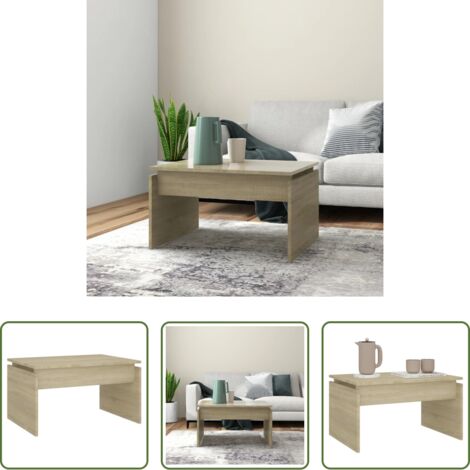 Mesa de centro de madera -  Mesa de centro madera contrachapada roble Sonoma 68x50x38 cm